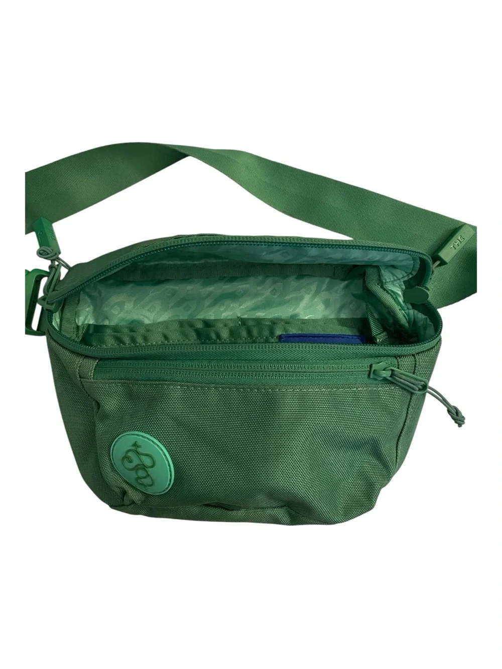 Baboon to the Moon♥️Green Crossbody Sling Bag with Embossed Logo Patch - Picture 4 of 9